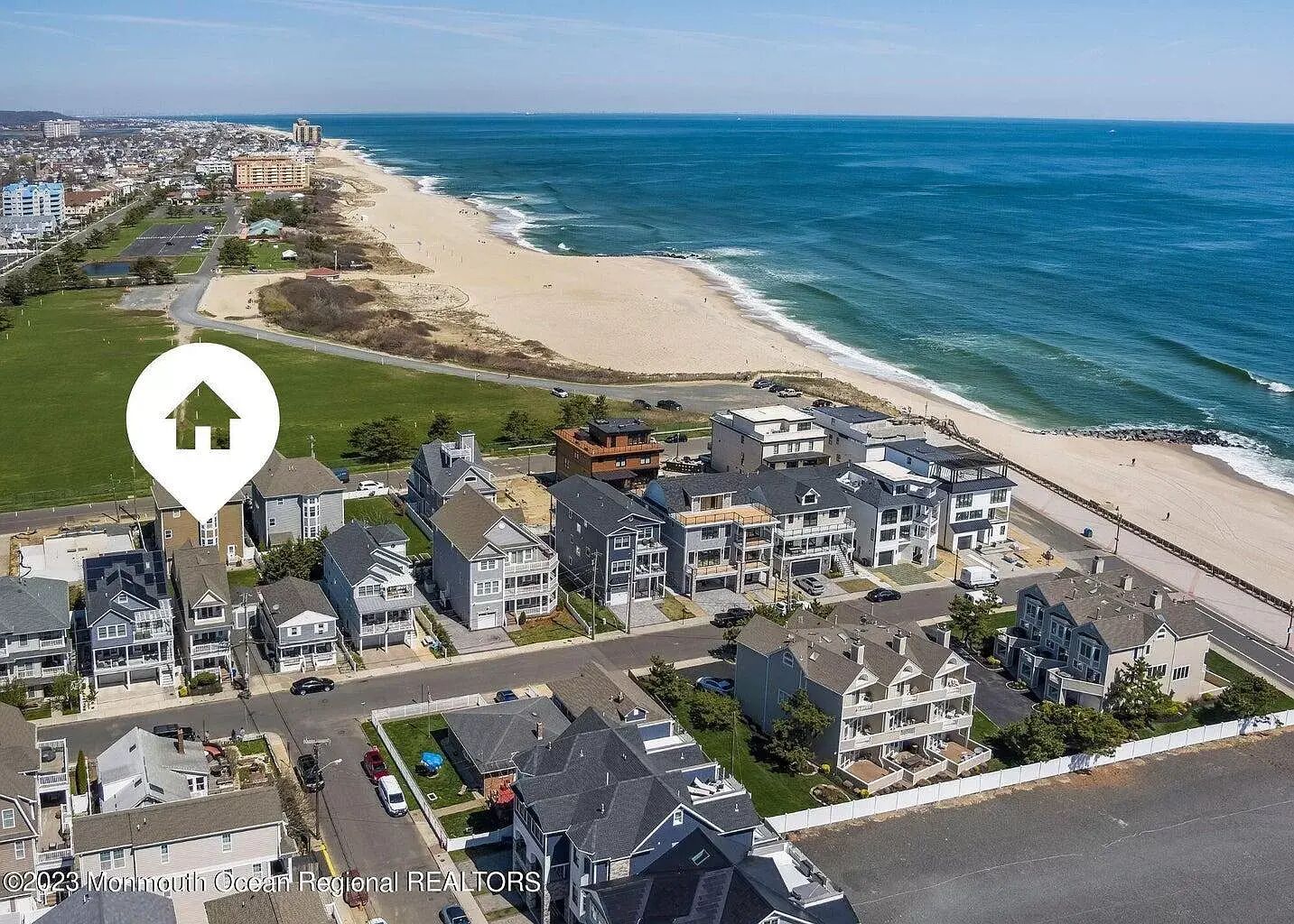 One block from beach. Ocean front view with hot tub.