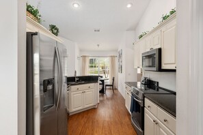 Fridge, microwave, dishwasher, coffee/tea maker