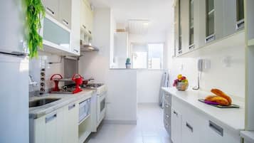 Basic Apartment | Private kitchen | Fridge, microwave, blender, cookware/dishes/utensils