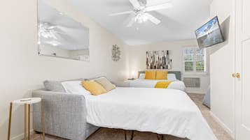 Iron/ironing board, travel crib, free WiFi, bed sheets