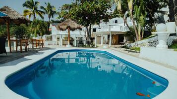 Outdoor pool, pool umbrellas