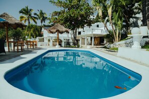 Outdoor pool, pool umbrellas