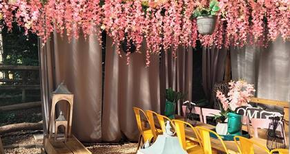 Unique Glamping Artsy Home Charlotte Outdoor Theater Firepit 12 min Downtown