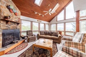 TV, fireplace