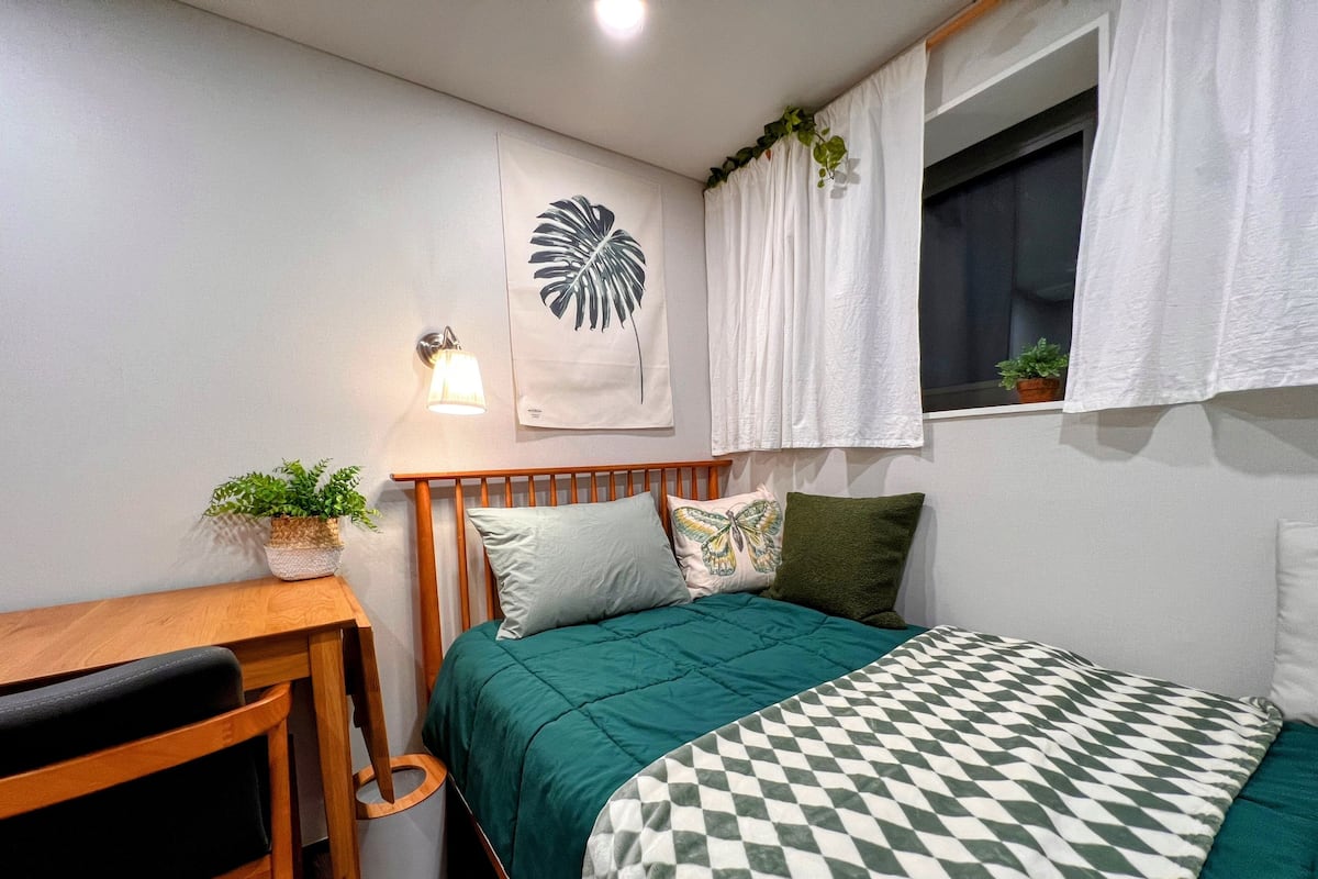 Individually furnished, desk, laptop workspace, iron/ironing board