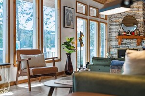 Fireplace, books