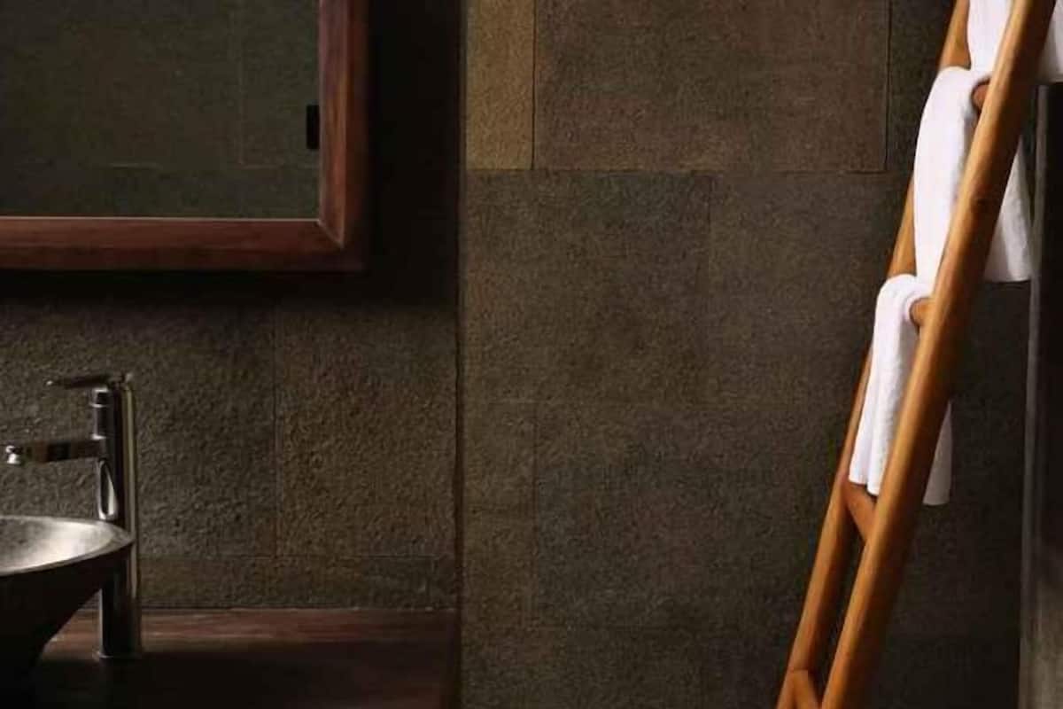 Shower, rainfall showerhead, hair dryer, bathrobes