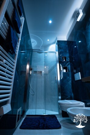 Dusche, Haartrockner, Bidet, Handtücher