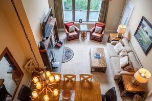 TV, fireplace, offices