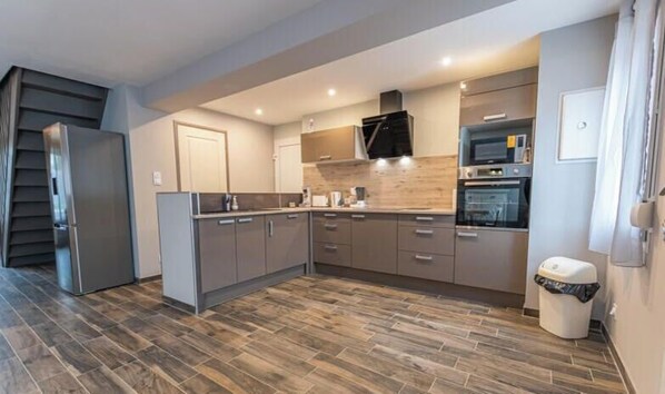 Microwave, oven, dishwasher, high chair