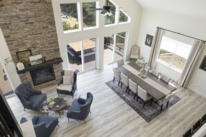 Smart TV, fireplace, foosball, offices