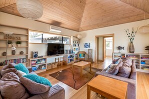 Smart TV, chimenea, reproductor de DVD y tenis de mesa 
