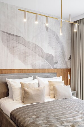 Apartamento | Roupas de cama premium, escrivaninha, espaço de trabalho para notebook
