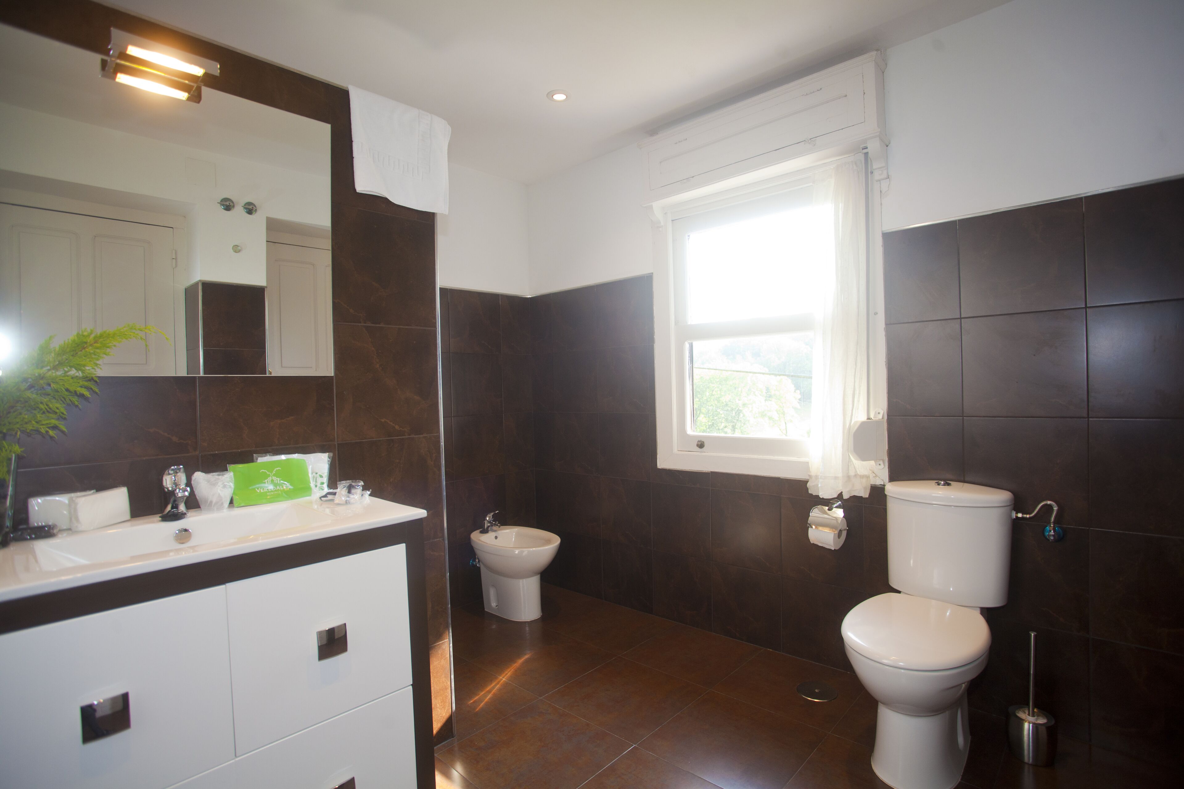 Hårføner, håndklær, såpe og toalettpapir