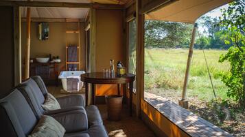 Luxury Tent, Multiple Beds, Lakeside | 2 bedrooms, individually decorated, individually furnished, bed sheets