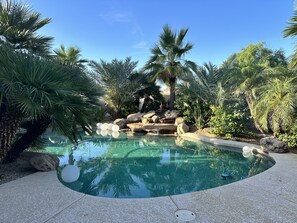 Tropical Pool with Stone Fountain  - Resort Home with Pool, Full Kitchen, and Strong Wi-Fi. (Goodyear)