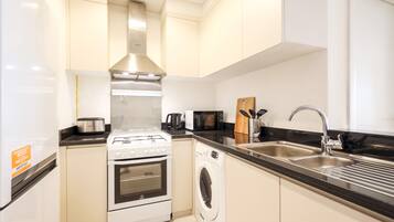 Fridge, microwave, oven, toaster