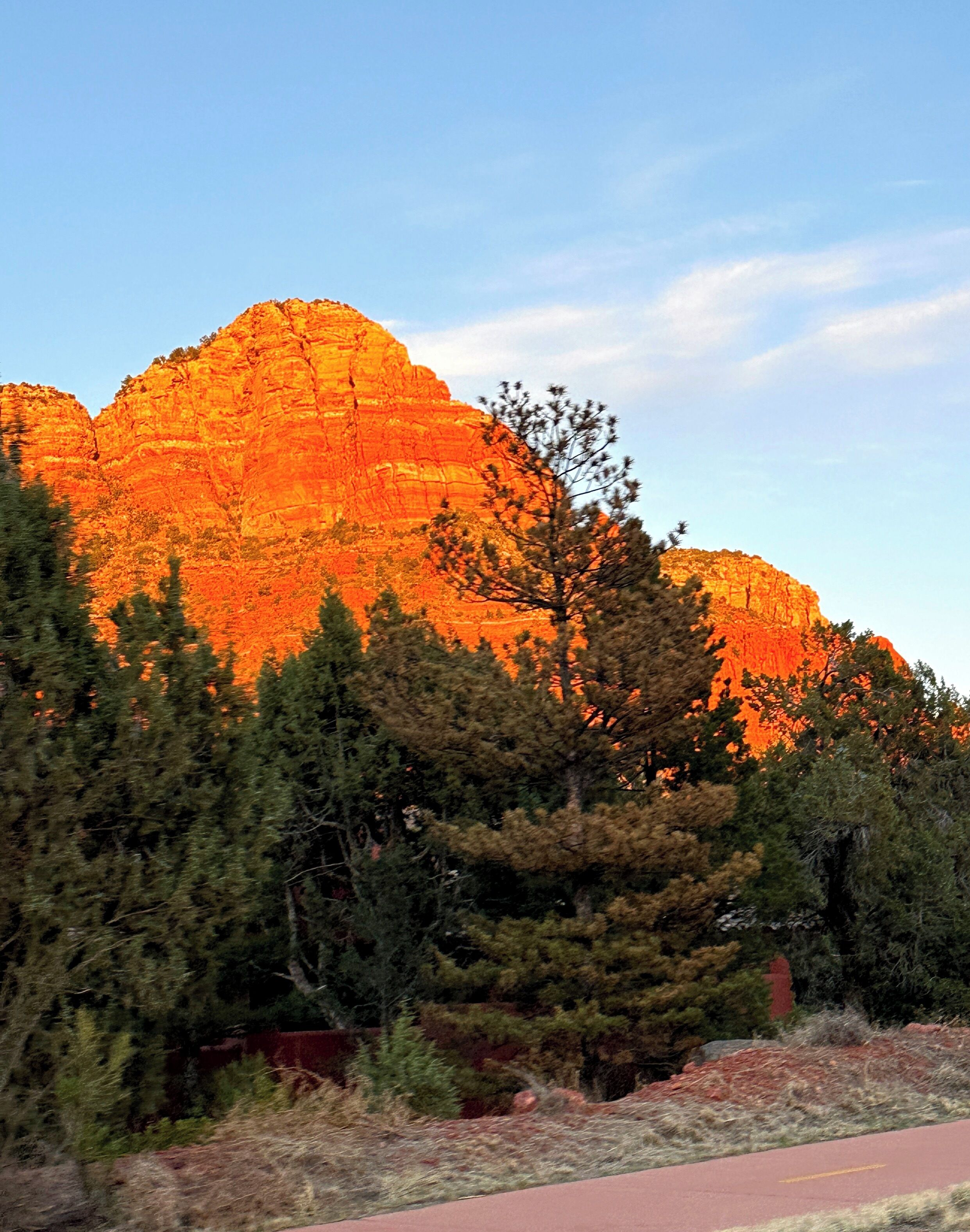 A mountain with a clear sky.