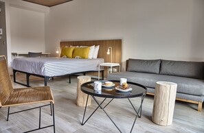 Studio (B) | Living area | 50-inch Smart TV with cable channels, Netflix, streaming services