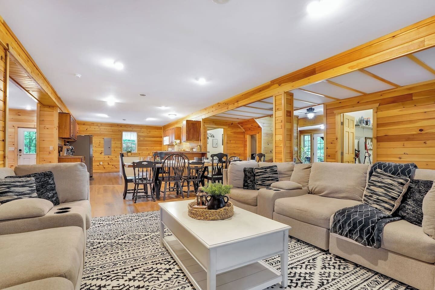 Smart TV, fireplace, DVD player, foosball