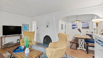 Smart TV, foosball, books