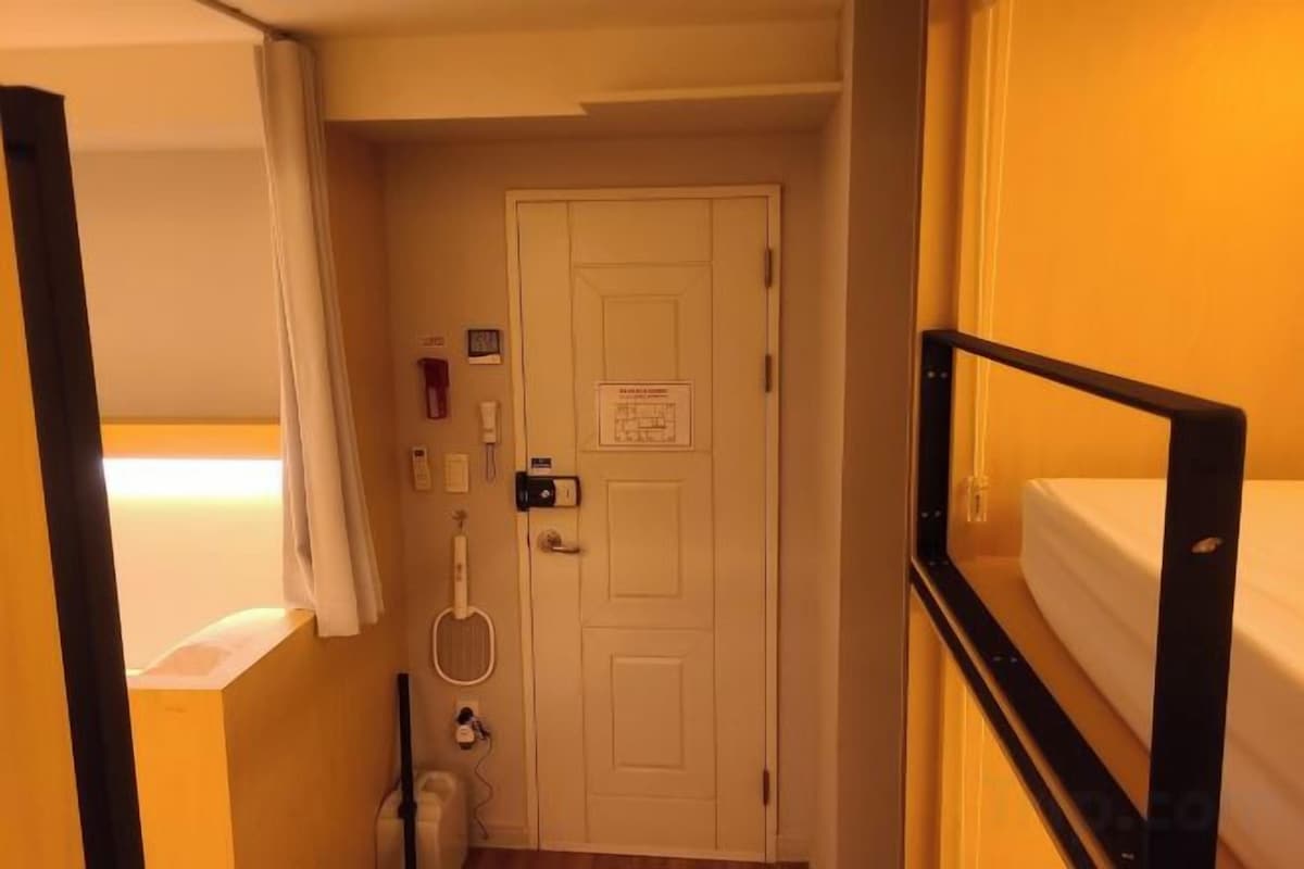 Blackout curtains, iron/ironing board (on request)