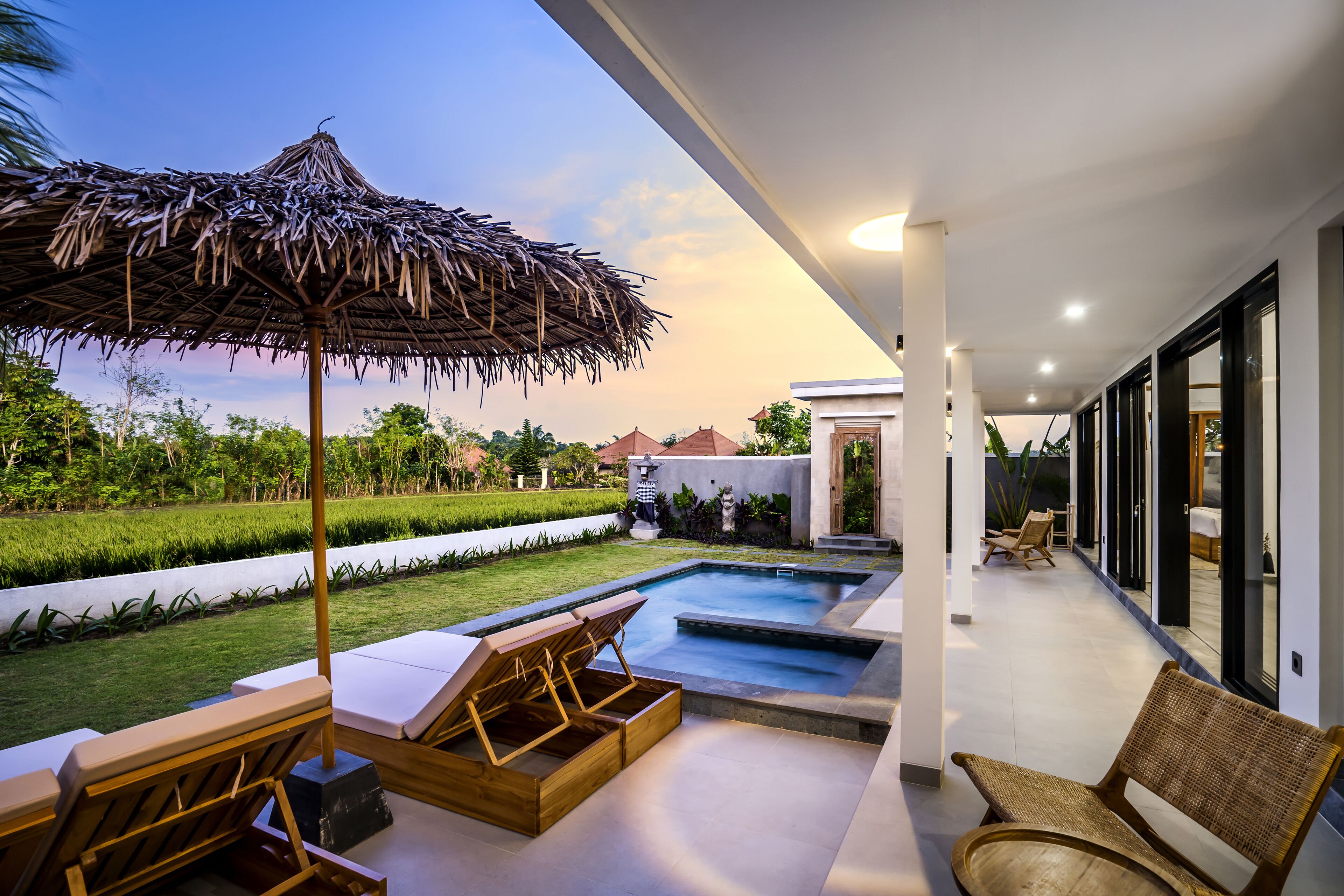 Deluxe-Villa, 2 Schlafzimmer, eigener Pool, Gartenblick | Ausblick vom Zimmer