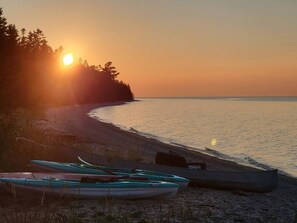Sun-loungers, beach towels - Historic Home / Private Beach / Nestled on Lake Michigan / Mackinaw Bridge Views (Carp Lake)