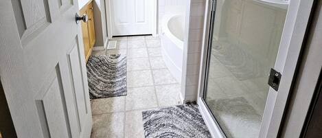 Eco-friendly toiletries, hair dryer, towels, soap
