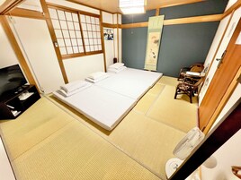 Down comforters, memory foam beds, blackout drapes, iron/ironing board