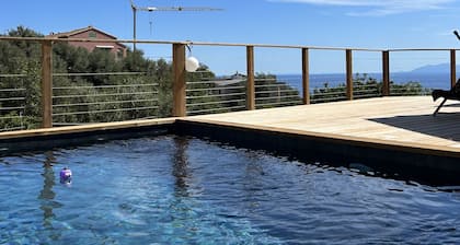 Hébergement au calme sur les hauteurs de Bastia face à l'ile d'Elbe