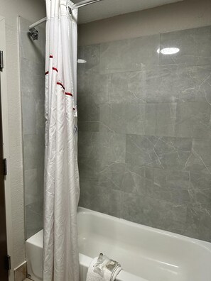 Superior Room, 2 Queen Beds, Non Smoking | Bathroom | Hair dryer, towels, soap, shampoo