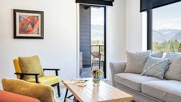 TV, fireplace, books, offices