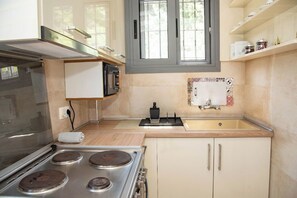 Fridge, oven, stovetop, coffee/tea maker