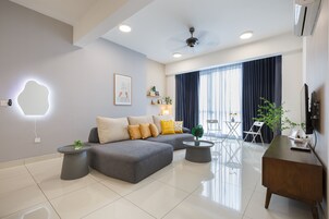 Executive Apartment, 2 Bedrooms, City View | Living area | Flat-screen TV