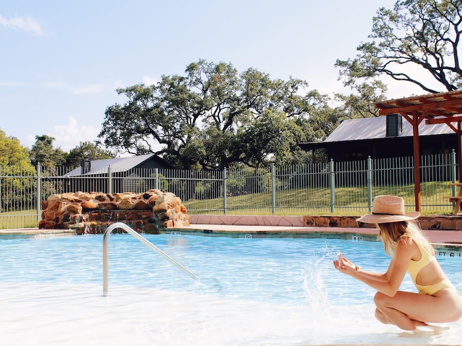 Outdoor pool, pool umbrellas, pool loungers