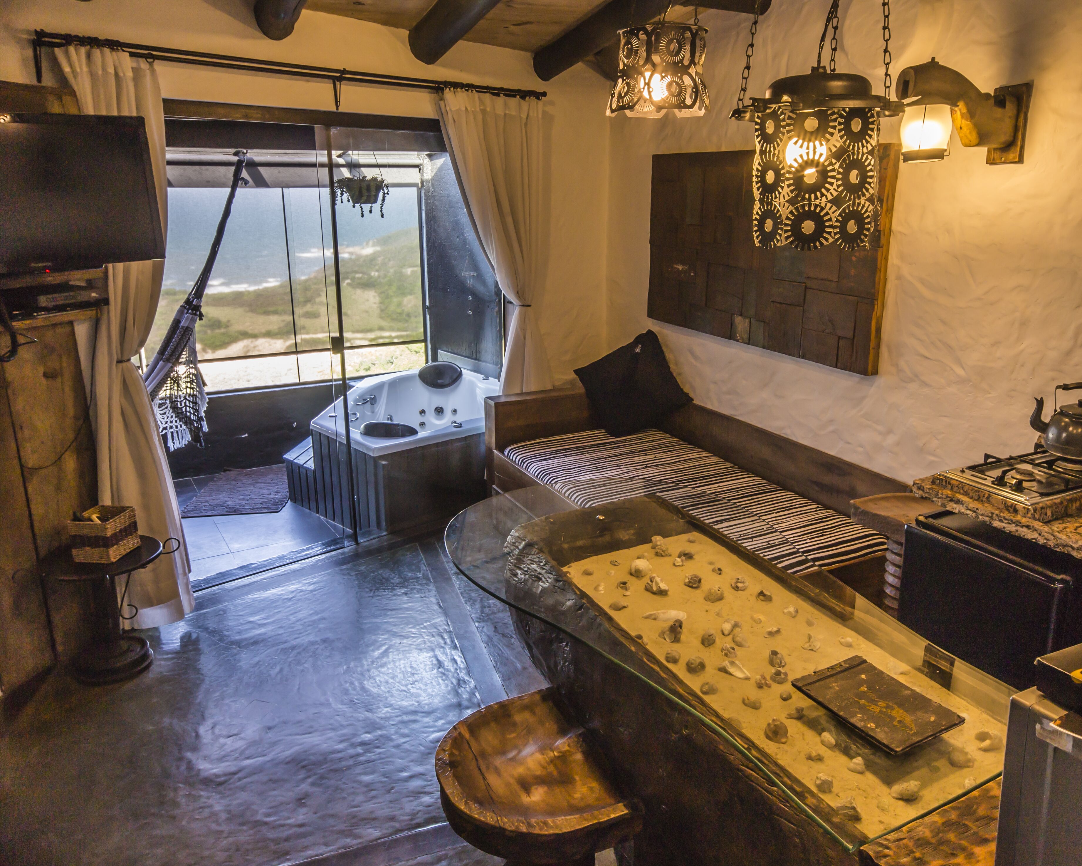 Cabane Luxe, 1 chambre, baignoire à jets, vue mer | Cuisine privée