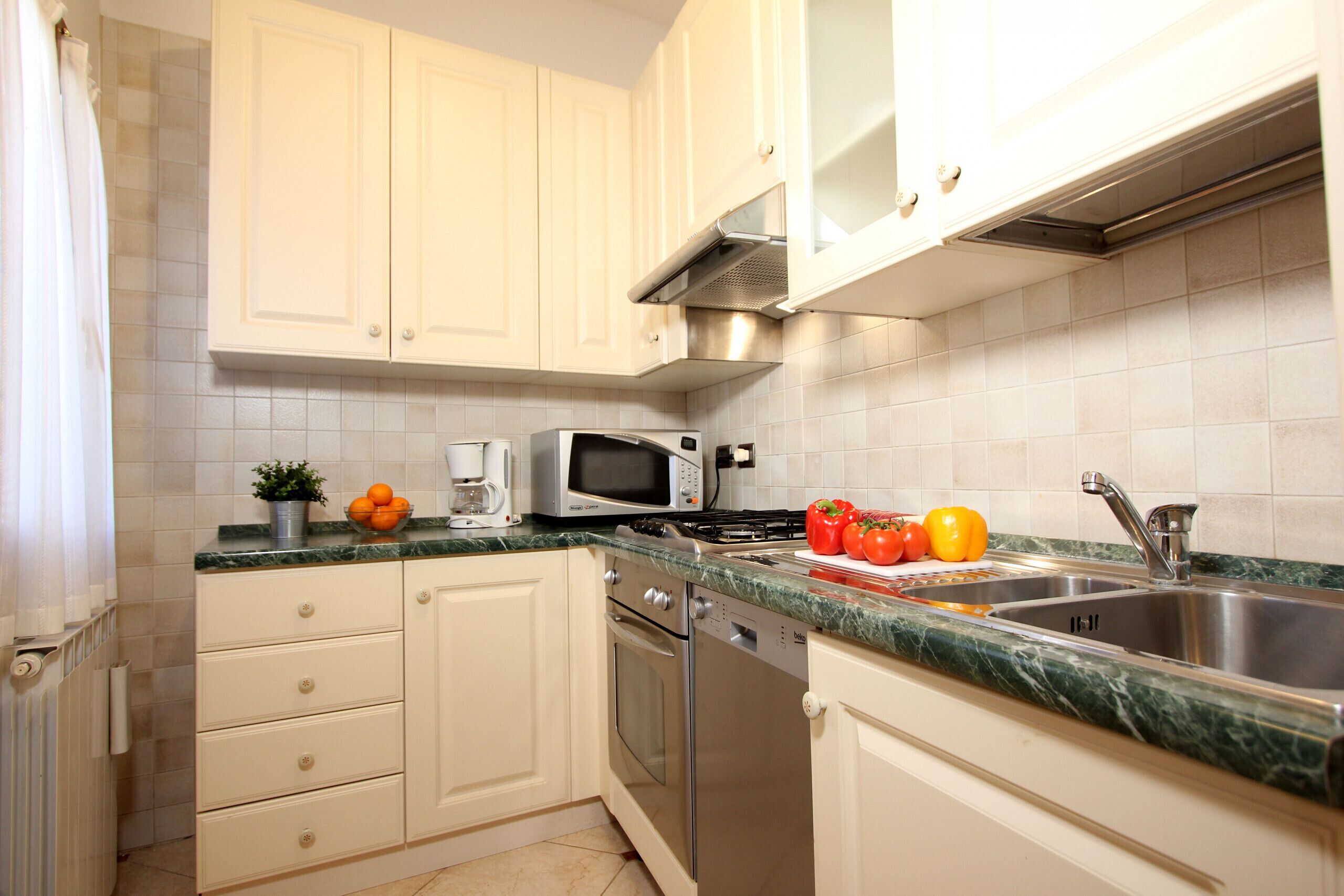 Fridge, microwave, oven, dishwasher