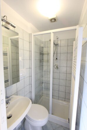 Bathtub, hair dryer, bidet, towels