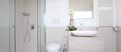 Ducha, secador de pelo, bidet, toallas