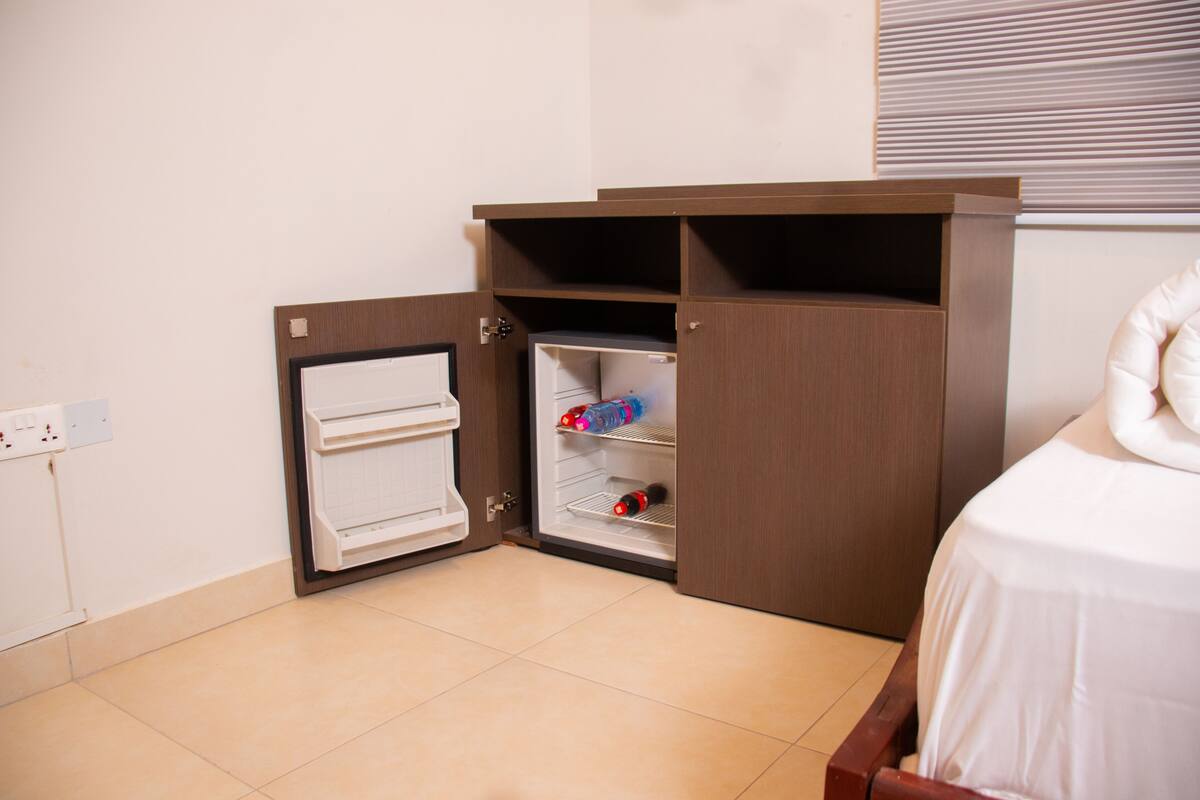 Desk, blackout drapes, soundproofing, iron/ironing board (on request)
