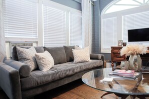 Smart TV, fireplace, video games, DVD player