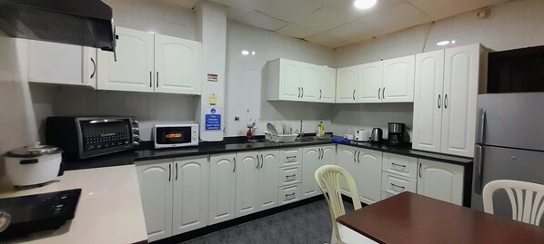 Fridge, microwave, oven, toaster