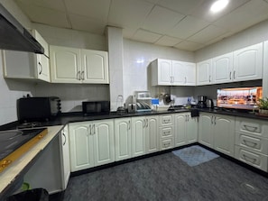 Fridge, microwave, oven, toaster