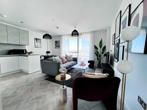 TV, books, stereo, offices
