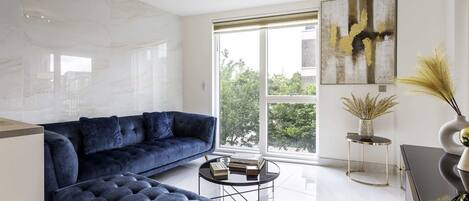 Téléviseur, livres, chaßne audio, bureau