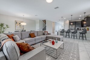 TV, offices - Champions Gate 8BR Villa-Pool, Game Room, Theater (Four Corners)