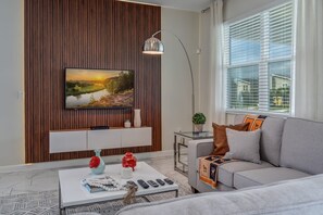 TV, offices - Champions Gate 8BR Villa-Pool, Game Room, Theater (Four Corners)
