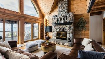 Smart TV, fireplace, video games, foosball