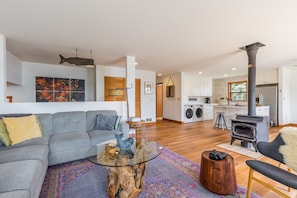 Smart TV, fireplace, foosball, table tennis